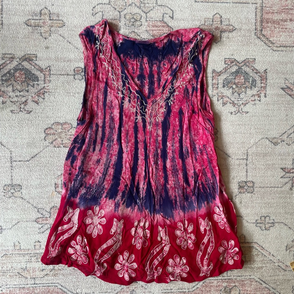 Fashion Terminal Boho Embroidered Tank Womens One Size